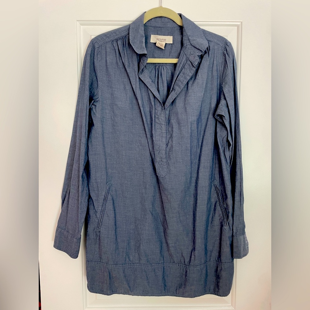 Workshop Andrea Jovine Popover Chambray Dress w/pockets size M